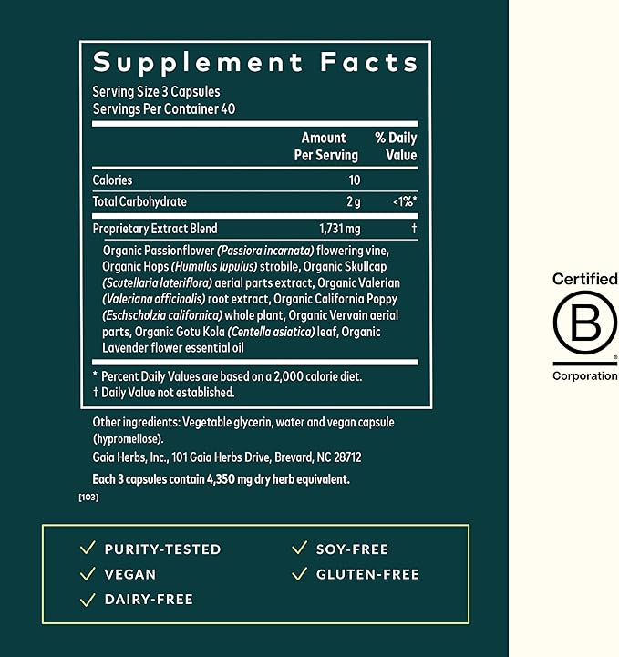 Gaia Herbs Sound Sleep - Sleep Support Supplement - Herbal, Plant-Powered Support for Calm & Relaxation* - Valerian Root, Passionflower & More - 120 Vegan Liquid Phyto-Capsules (40 Servings)