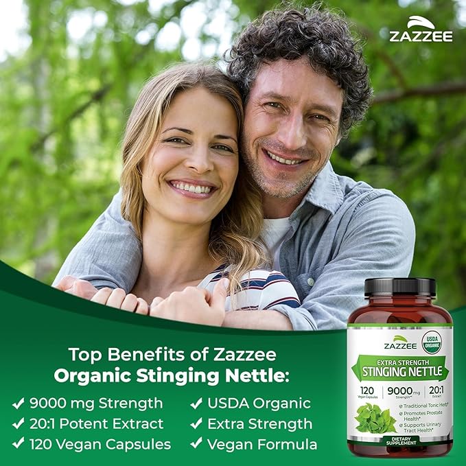 Zazzee Herbal Uric Acid Cleanse Bundle | USDA Organic 20:1 Stinging Nettle Extract Capsules Plus Organic Super Concentrated 10:1 Tart Cherry Extract Capsules | Non-GMO Vegan & ISO Lab Tested