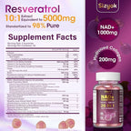 NAD Resveratrol Gummies, NAD Supplements for Women with Hydrolyzed Collagen, Grape Seed, and D-Biotin Support Antioxidant Action, Anti-Aging, Cell Regeneration & Energy, Sugar-Free, 60 Gummies