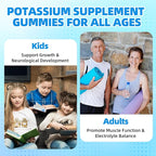 Potassium Chloride Gummies 1200mg for Adults & Kids, Sugar-Free Potassium Supplement Gummies Support Leg Cramps & Electrolyte Balance for Women & Men, Strawberry Flavor, 60 Count