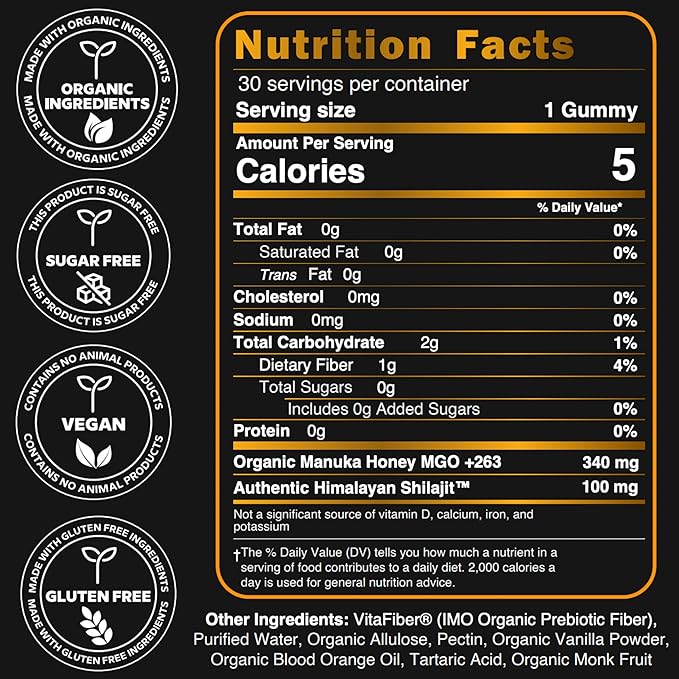 NutroTonic Organic Shilajit Gummies | Sweetened with Organic Manuka Honey |Shilajit for Men & Women | No Added Sugar | Clean Formula | 30 Gummies (2 Jars)