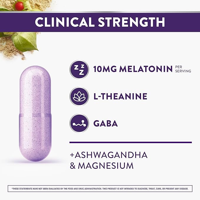 ZzzQuil Pure Zzzs Complete Sleep,Melatonin 10mg,L-Theanine,GABA,with Ashwagandha,and Magnesium,Melatonin Sleep Aid,100 Count (Pack of 2)
