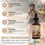 Mushroom Supplement Liquid Drops with Lions Mane Turkey Tail Cordyceps Reishi Chaga Shitake Maitake Tremella Oyster Mushrooms Poria Supplement and Enokitake Mushrooms Complex Blend By Clean Nutra