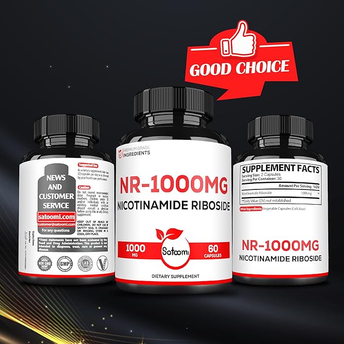 Satoomi NAD Nicotinamide Riboside - NR 1000mg Supplement - 60 Count for 30 Days