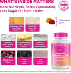 Pink Stork Premium Prenatal Gummy Vitamins with DHA, Folate, and Vitamin D - Multivitamin for Neural Tube and Fetal Brain Development - 60 Vegan Gummies for Morning Sickness Support
