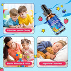 2 Pack Magnesium Glycinate Liquid for Kids - Magnesium Glycinate Drops with L-Theanine Omega-3, Vitamin B6, D3, Zinc - Support Sleep, Relaxation, Calm & Focus - Mixed Berry Flavor