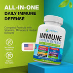 10 in 1 Immune System Support Supplement - Vitamin C (1000 mg), Quercetin, Vitamin D3 (5000iu), Zinc (40 mg), Elderberry, Echinacea, Turmeric, Ginger, Garlic, Black Pepper