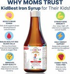 HealthBest Liquid Iron Syrup for Kids – Triple Action with Folic Acid and Zinc – Boosts Hemoglobin, Appetite, and Immunity – No Metallic Taste – 200ml Liquid Supplement, Safe & Effective