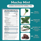 Teeccino Dandelion Root Tea - Mocha Mint - Caffeine Free, Roasted Herbal Tea with Prebiotics, 3x More Herbs than Regular Tea Bags, Gluten Free - 10 Tea Bags (Pack of 4)