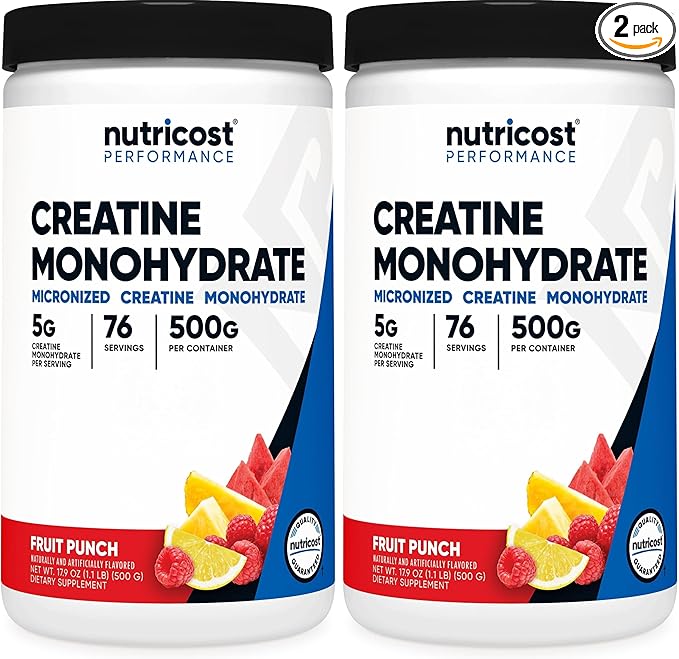 Nutricost Creatine Monohydrate Powder (Fruit Punch, 500 Gram) (Pack of 2)