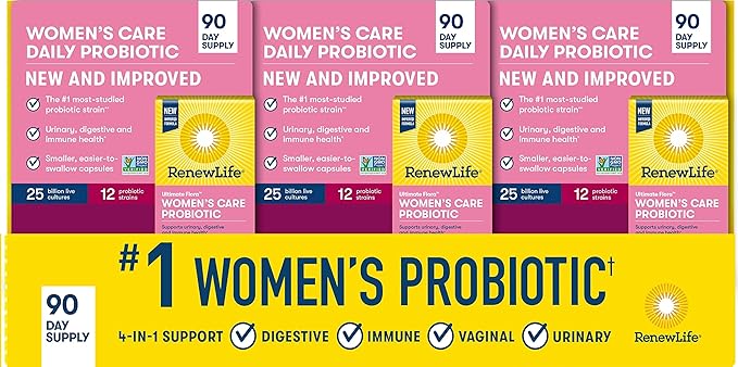 Renew Life Ultimate Flora Women's Care Probiotic, 25 Billion CFU, 90 Capsules (Package May Vary)
