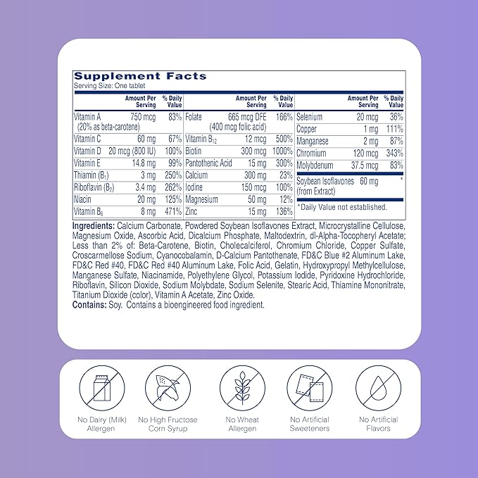 One A Day Women's Menopause Multivitamin with Vitamin A, Vitamin C, Vitamin D, Vitamin E and Zinc for Immune Health Support, Bone health, 50 Count (Packaging May Vary)