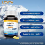 LOVITA Omega-3 Fish Oil 2000mg Supplement for Men and Women, 360 Mini Softgels, High Absorption rTG with EPA & DHA, Burpless Enteric-Coated, Non-GMO, Supports Heart Brain Eye Health, 90 Day Supply
