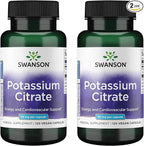 Swanson Potassium Citrate - Mineral Supplement Promoting Heart Health & Energy Support - Aids Optimal Nerve & Kidney Function with Natural Ingredients - (120 Capsules, 99mg Each) (2 Pack)