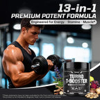 Turbo Testosterone Booster for Men, 13-in-1 Testosterone Supplement for Energy, Stamina & Muscle Complex with Tongkat Ali, KSM-66 Ashwagandha, Maca, Male Enhancing Supplement 120 Capsules