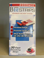 Essential Source 2,000 mcg Methylcobalamin Vitamin B12 Sublingual Energy Strips | Biotin, B6, 5-MTHF L-Methylfolate | Sublingual B12 Vitamins, Folate | Energy, Nerve Function - 30 Strips