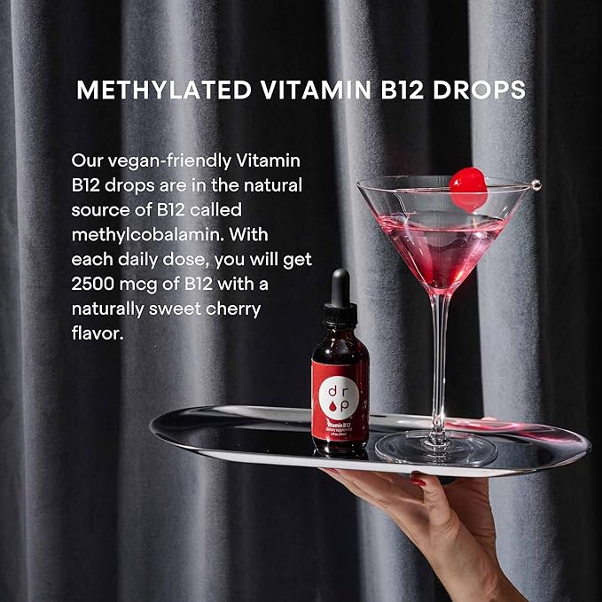 Vitamin B12 2500 mcg 2 oz Liquid Drops for Energy Production, Nervous System Health - No Artificial Preservatives, Non-GMO, Gluten Free, Vegan-Friendly
