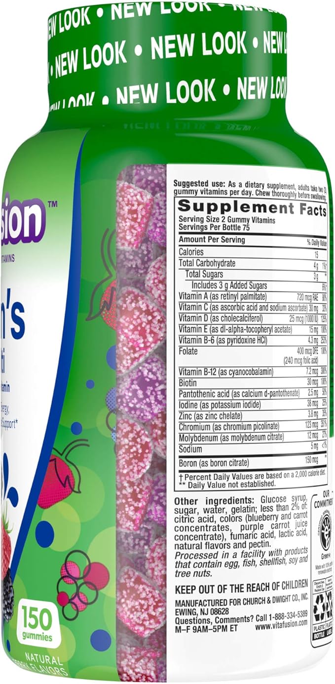 vitafusion Adult Gummy Vitamins for Men, Berry Flavored Men’s Multivitamin Gummy Supplement with Vitamins A, C, D, E, B6, B12, 75 Day Supply, 150 Count