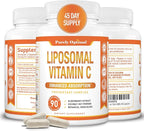 Purely Optimal Premium Liposomal Vitamin C Supplement - High Absorption, Fat Soluble Ascorbic Acid Vitamin C 1000mg for Immune Support - Collagen & Immune System Booster, Non-GMO, 90 Capsules
