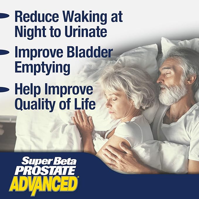 SUPER BETA PROSTATE Advanced – Reduce Bathroom Trips, Promote Sleep, Support Bladder Emptying. Prostate Supplement for Men with Beta Sitosterol, not Saw Palmetto (180 Caplets, 3-Pack)