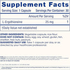 ProHealth Ergothioneine 5X Strength. 25mg Clinical Research Dose. Natural Amino Acid Mushroom Supplement for Improved Cognition, Heart Health. Longevity Vitamin. 25 mg/Serving, 30 Servings (3 Pack)