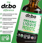 Organic Liquid Probiotic Drops Supplement - Organic Probiotics for Kids, Women & Men, Digestive Gut Health - Vegan Acidophilus Probiotics, Kid Flora Toddler Liquid Probiotic for Kids, Womens, Men 2 Oz