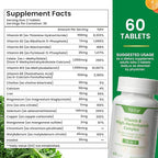 Vitamin B Complex, with Vitamins B1, B2, B3, B5, B6, B12, folic Acid, Choline, zinc, Calcium, inositol, for Brain and Heart Health, Immune Health, and Cellular Energy Support, 60 Tablets
