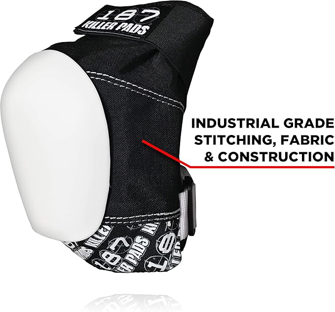 187 Killer Pads Pro Knee Pad, Black, Junior (Black/White, Medium)