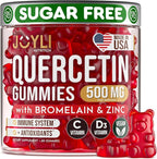 JOYLI Quercetin Gummies - Quercetin with Bromelain Zinc Vitamin C & Vitamin D3 - Quercetin Supplement 500MG for Immune System & Allergy - Quercetin for Kids and Adults - 60 Quercetin Chewable