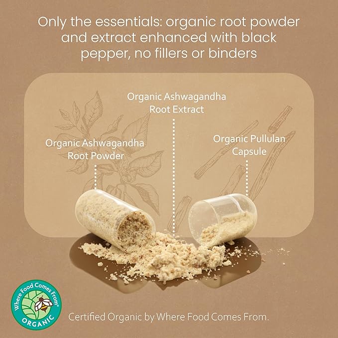 NaturaLife Labs Organic Ashwagandha 2100 mg per Serving – Full Spectrum Root Powder and Standardized Extract (Withanolides) – 100 Capsules – Vegan – Non-GMO, Gluten-Free (2 Pack)