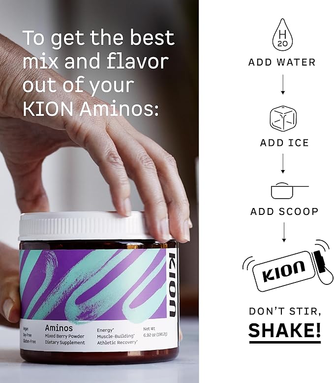Kion Aminos Essential Amino Acids Supplement - Amino Acid Powder, Amino Energy Powder, Essential Energy Without Caffeine, Essential Amino Acids, BCAA EAA - 30 Servings, Cool Lime
