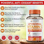 Wholesome Wellness Liposomal Vitamin C Capsules (200 Pills 1500mg Buffered) + Super-Absorb Multi Collagen Pills (Type I II III V X) Organic Herbs and Bioperine Bundle
