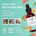 MARYRUTH'S Organics Multivitamin for Infants | USDA Organic | Multivitamin Liquid Drops for Babies 6-12 Months | Immune Support & Overall Wellness | Vegan | Non-GMO | Gluten Free | 2 Fl Oz