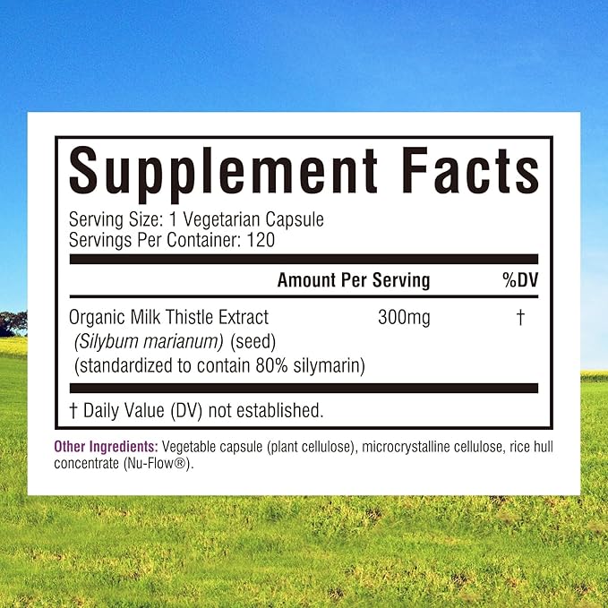 Innate Vitality Organic Milk Thistle Supplement, 300mg Extract, 80% Silymarin Flavonoids, Liver Health, Detox & Cleansing, Made in USA, Non-GMO, 120 Veggie Capsules