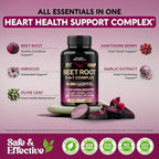 Beet Root 5-in-1 Complex Capsules - Healthy Blood Pressure Support Supplement** for Heart & Circulation Support - Olive Leaf, Hawthorn Berry & Hibiscus - for Men & Women - Made in USA, 120 Capsules