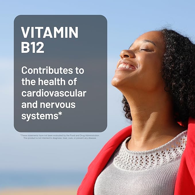 NatureWise Vitamin B12 Methylcobalamin - Active Form for Ultra Absorption - 1000mcg Methylated B12 for Energy, Nerve & Heart Support - Non-GMO, Vegan, USA Manufactured - 60 Capsules[60-Day Supply]