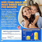 L Methylfolate 1000mcg for Kids Teens Gummies + Methyl B6 B12, Active 5-Mthf Methyl Folate, MTHFR Supplement w/ Choline Omega-3 Magnesium Zinc for Focus Cognition Mood Energy, Sugar Free, Vean, 120Cts