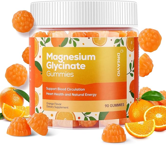 90 Count Magnesium Glycinate Gummies w/Ashwagandha Supplement - Sugar Free Zinc Magnesium Glycinate Supplement Ashwagandha Gummies for Adults Orange Flavor