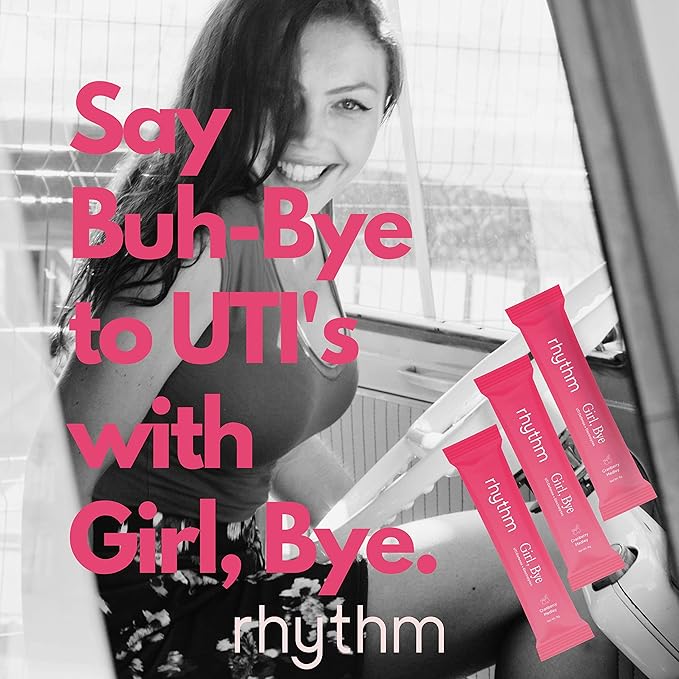 RHYTHM Girl, Bye | Fast-Acting Keto UTI Relief & Defense + Urinary Tract Health Drink Mix | pH Balancing | Workout & Intimacy | Essential Minerals (10 Travel Packs, Cranberry Medley)