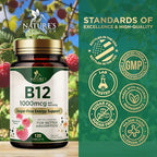 Vitamin B12 - 1000 mcg Per Serving Maximum Strength Methylcobalamin B-12 Chewable Tablet - Energy, Nervous System & Brain Support - Fast Dissolve, Gluten-Free, Non-GMO for Women & Men - 120 Tablets