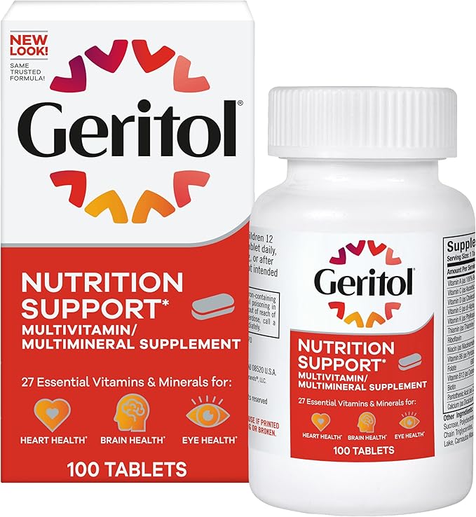 Geritol, Multivitamin Supplement, Contains B-Vitamins, Antioxidants, Vitamins C, E & D and Iron, 26 Essential Vitamins and Minerals, Gluten-Free, Non-GMO, No Artificial Sweeteners, 100 Tablets