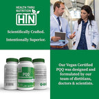 Health Thru Nutrition PQQ 20mg 120 Servings Pyrroloquinoline Quinone as PureQQ | Promotes Mitochondrial Biogenesis | Certified Vegan | Non-GMO Gluten Soy Free Capsules| Clean Label PQQ Supplement
