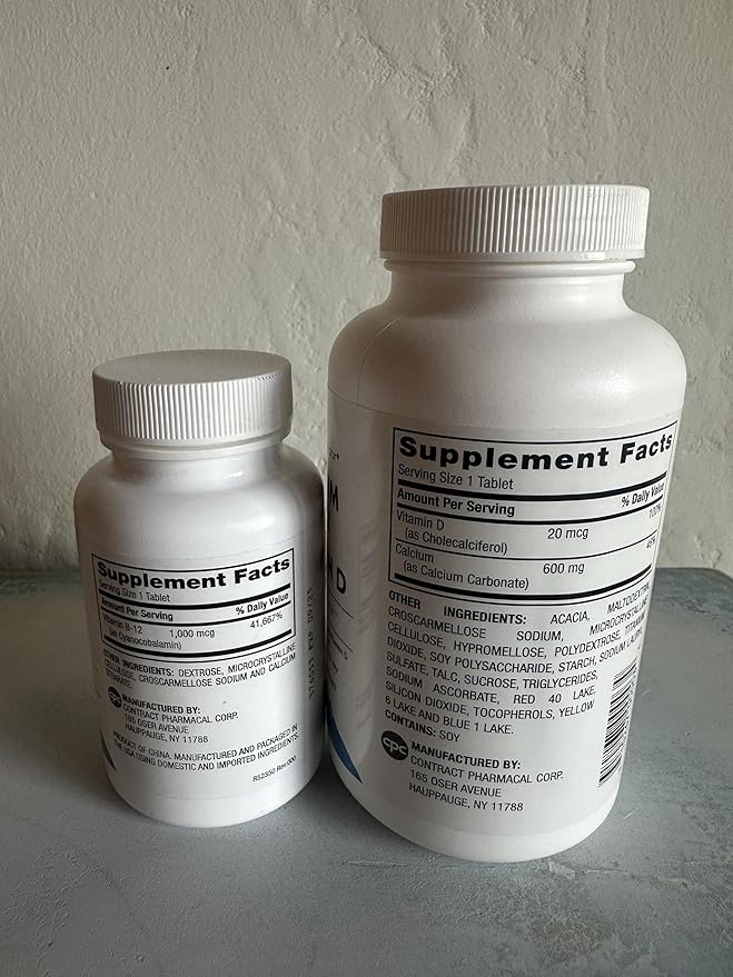 Earth's Splendor Energy + Bone Support Energy Bundle: Vitamin B12 & Calcium+Vitamin D, Gluten Free, No Artificial Flavors or Colors, Helps Energy Metabolism