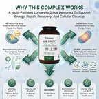 Age Finity NAD & NR Cellular Optimzation Mitochondrial Supplement - NAD, Nicotinamide Riboside, TMG, CoQ10, GlyNAC, Resveratrol, Spermidine - Cellular Longevity - 3rd Party Tested Glass Bottle