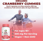 MaryRuth Organics Organic Cranberry Gummies - 500mg Supplement | Urinary Tract Health for Women | with D Mannose | Traditional Use | USDA Organic | Vegan | Non GMO | 30 Servings
