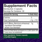 Host Defense Mushrooms Lion's Mane - Supplement Capsules for Brain Health Support - Mushroom Support for Focus & Memory Function - Immune & Nervous System Supplement - 60 Capsules