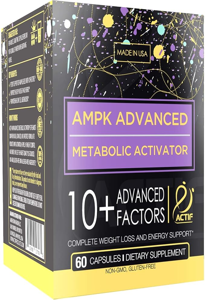 Actif AMPK Advanced Metabolic Activator with 10 Factors, Non-GMO, With Energy Support, 60 Capsules, Made in USA