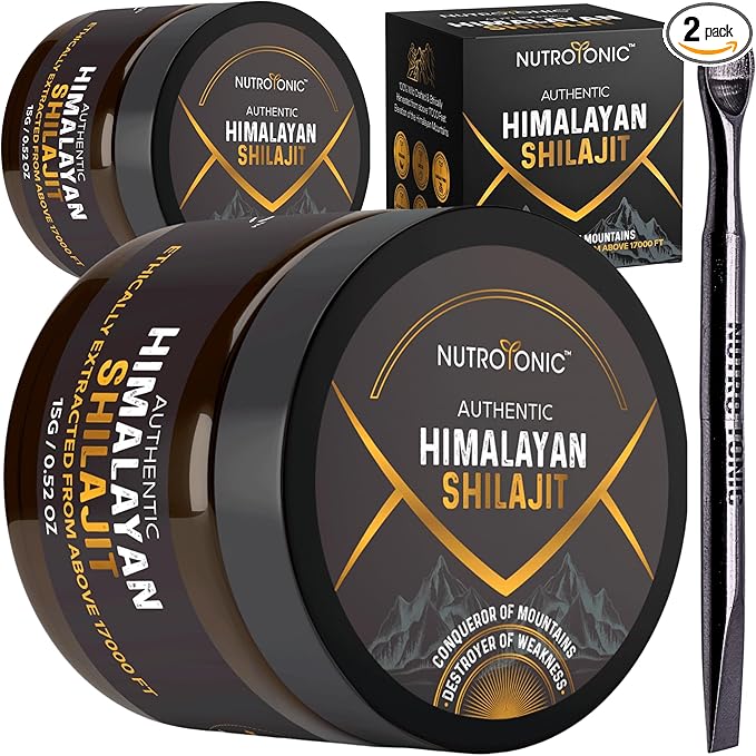 NutroTonic® Authentic Himalayan Shilajit | Most Potent 60 Days Sundried 40X Nano Filtered Pure Himalayan Shilajit Resin | Ethically Wild Crafted +17000 FT | Premium Quality Guaranteed - 120 Servings