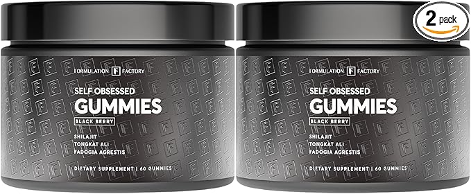 Self Obsessed Shilajit Gummies for Men, Tongkat Ali + Fadogia Agrestis Supplement, Energy, Strength, Drive & Vitality Support, Natural Masculinity Formula (1 Month Supply – 120 Count, Pack of 2)