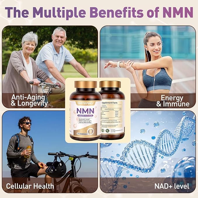 NMN Supplement 600mg, NMN for Cell, Energy, Sleep Support, Anti-Aging & Longevity for Men & Women, 120 Capsules